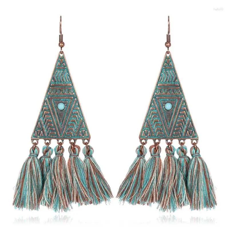 Dangle Earrings Bohemia Style Women Tercel Tassel Triangle Drop Jewelry Ear Earring Lady 1 Pair Hy-7020-2