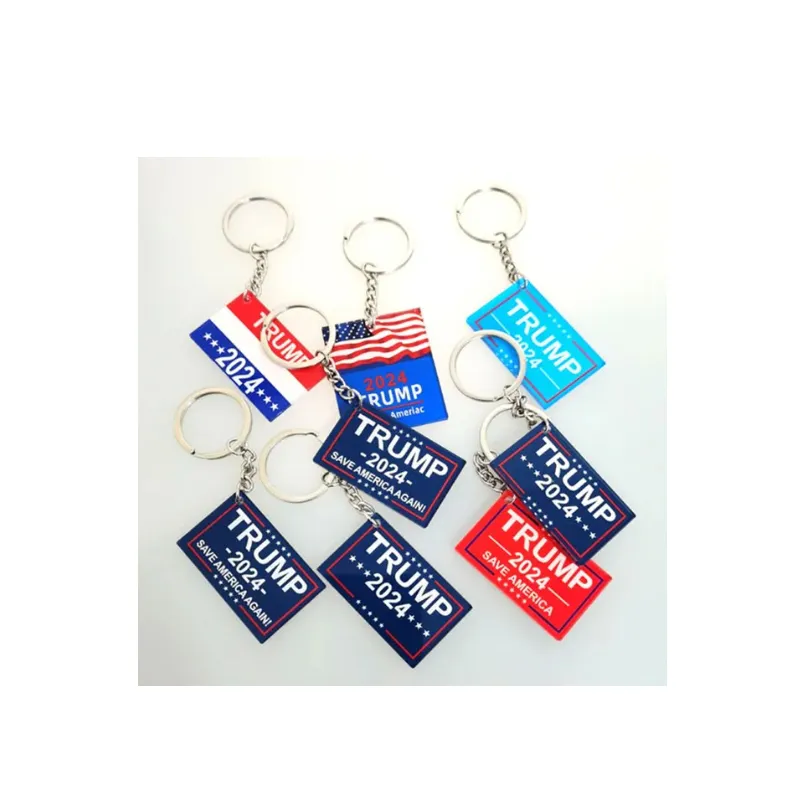 Souvenir-Schlüsselanhänger aus Kunststoff, US-Wahl-Schlüsselanhänger, Heimdekoration, Trump-Wahlkampfslogan, kleiner Anhänger