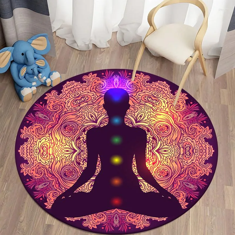 Tapijten chakra van yoga meditatie ronde tapijtthema