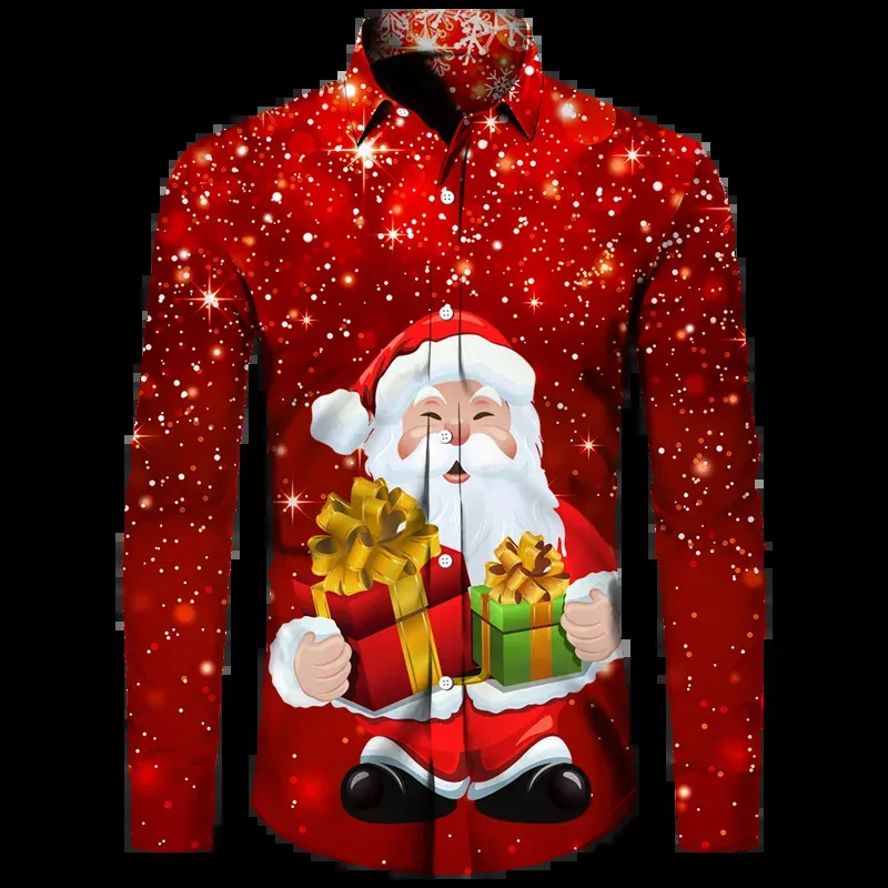 Męskie koszulki Hawajskie Święta Bożego Narodzenia Święta Koszula Tree Santa Claus For Men Casual Vintage Tops 3D Printed Flower Fond Sanda Firma Y2K 231122