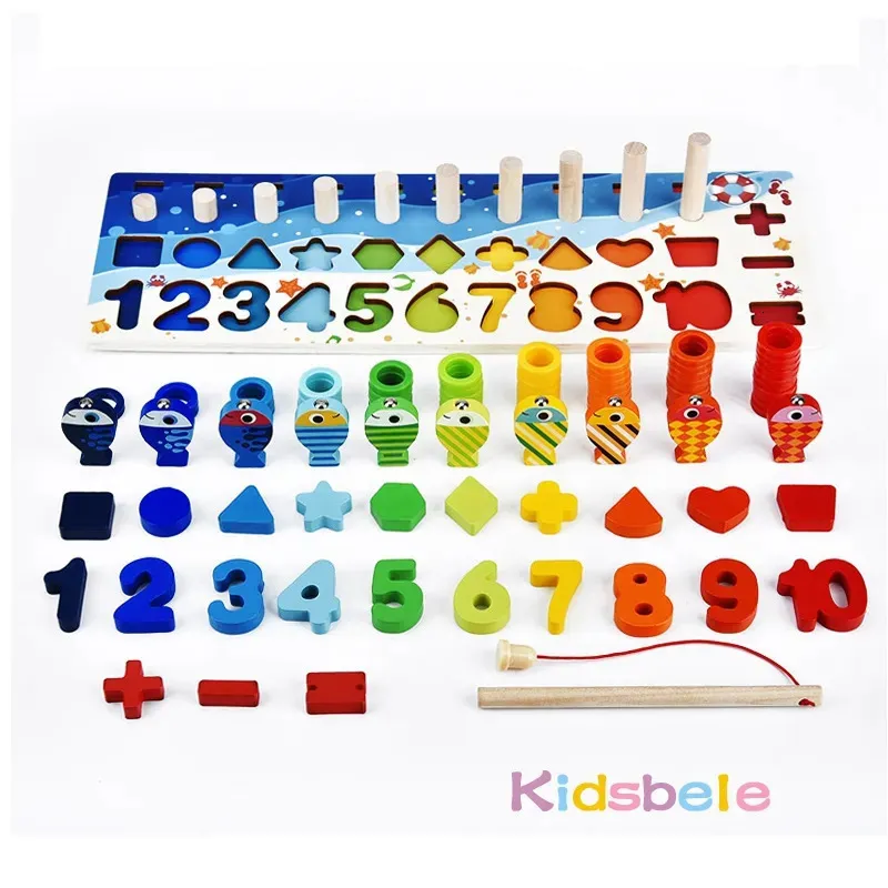 Wooden Montessori Math Toys For Toddlers 2024 Fishing Count Number ...