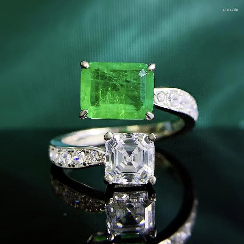 Rings de cluster Europa e 925 imitação da América Emerald 7 9 Anel aberto, versátil da moda para mulheres