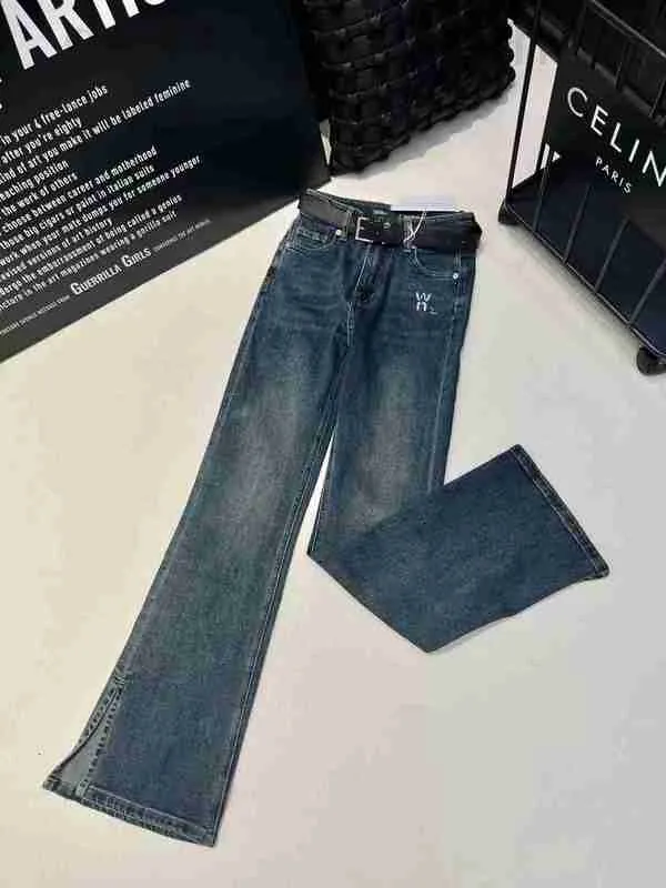 Damenhosen Capris Designer Luxus A Big Jeans Hot Diamond Letter Bund Dekoration Vielseitig Slim Hohe Taille Elastische Split Flare Lange BQQ4