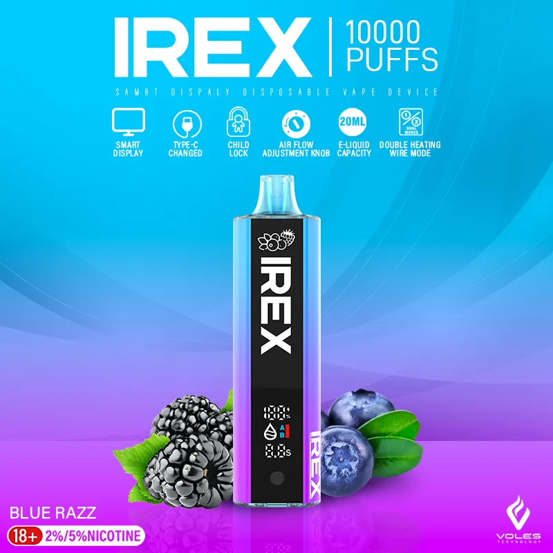 IREX 10000パフディスプレイスクリーン付きの使い捨て吸血蒸し2％5％ニコチン使い捨て蒸気パフ1Kベーパー