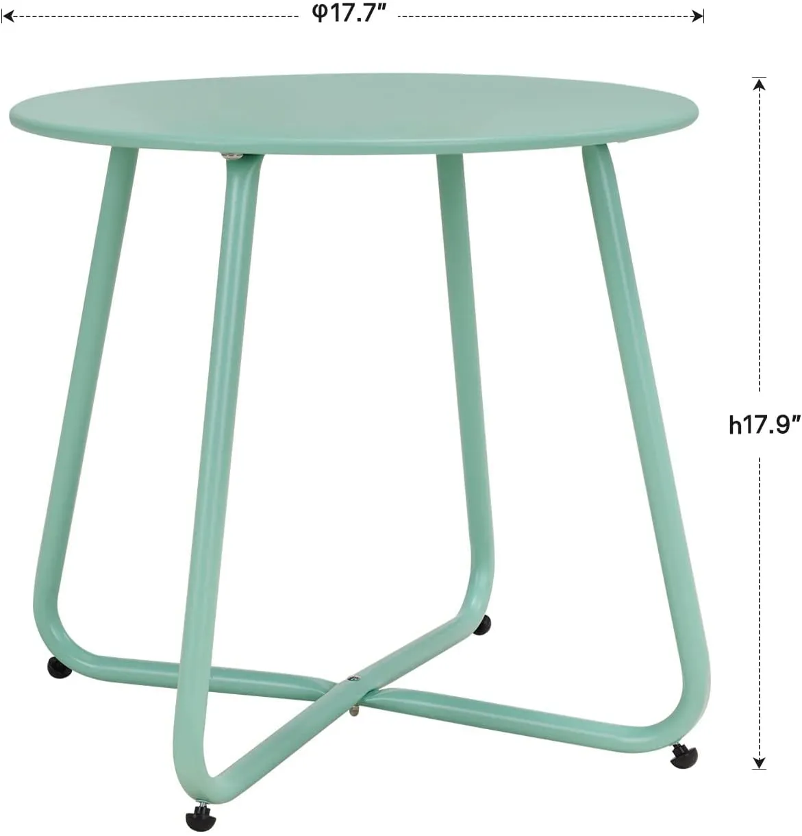 강철 안뜰 측면 테이블, 비바람 야외 라운드 엔드 테이블, 마카롱 블루
