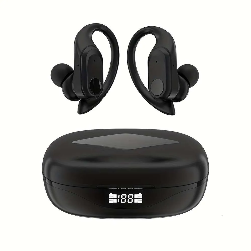 Stereo True Waterproof Sound Sports Hörlurar Non Slip Ear Hanging Design med Digital Screen Power Display Trådlösa hörlurar Telefoner