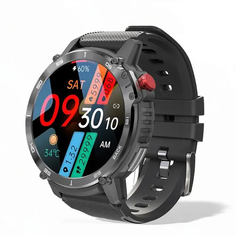 C22 Sağlam Akıllı Saat Erkekler Su Geçirmez Spor Saatleri 1.6 '' Kan Basıncı Bluetooth Call Askeri Smartwatch Android IOS