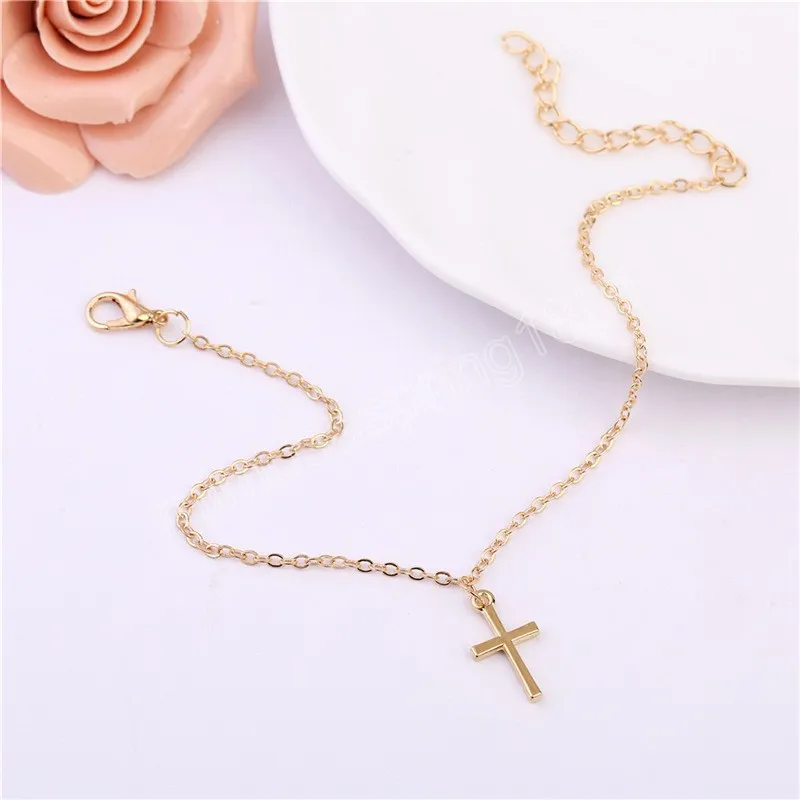 Creative Cross Stainless Steel Pendant Anklet Summer Beach Simple Foot Chain Women Dress Jewelry Accessories Birthday Gifts