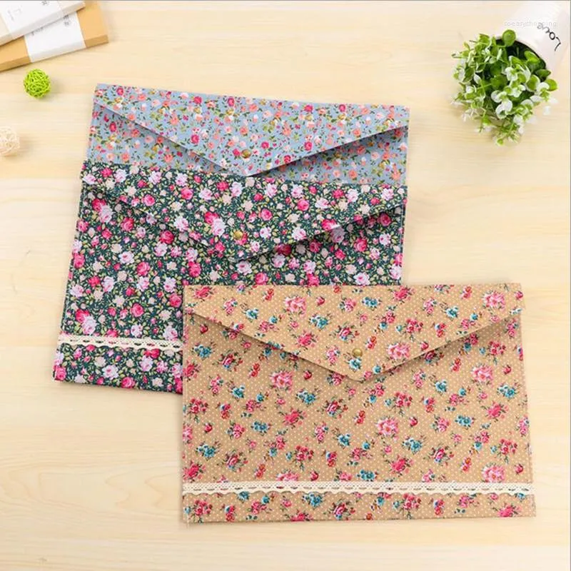 Bolsa de papel Floral de tela de gran tamaño, 24 Uds., suministros de papelería para lápices Kawaii, estuches para coleccionar papelería coreana