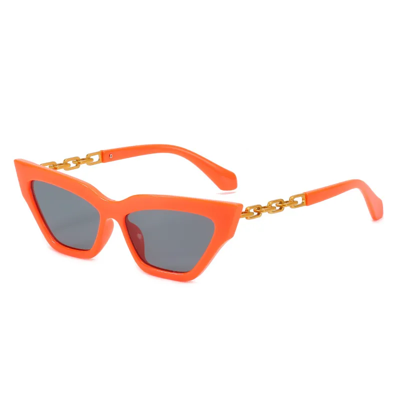 Cuba Chain Sonnenbrille Cat Eye Rahmen Männer Frauen Mode Metall Sonnenbrille Trendige Sonnenbrille Hip Hop Männer Punk Große Gold Halskette Brille Damen Shades Gafas De Sol