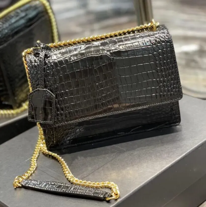 Ny modedesigner läderkvinna väskor axelväskor handväska kvinnor originallåda handväska kors kropp messenger alligator koppling mobiltelefon hållare 442906