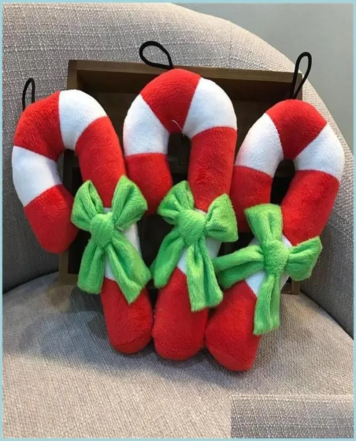 Dog Toys tuggar jul kryckform plysch squeaker tugga ljud leksak för valp katt träning produkter skrikande drop otjvz8594046