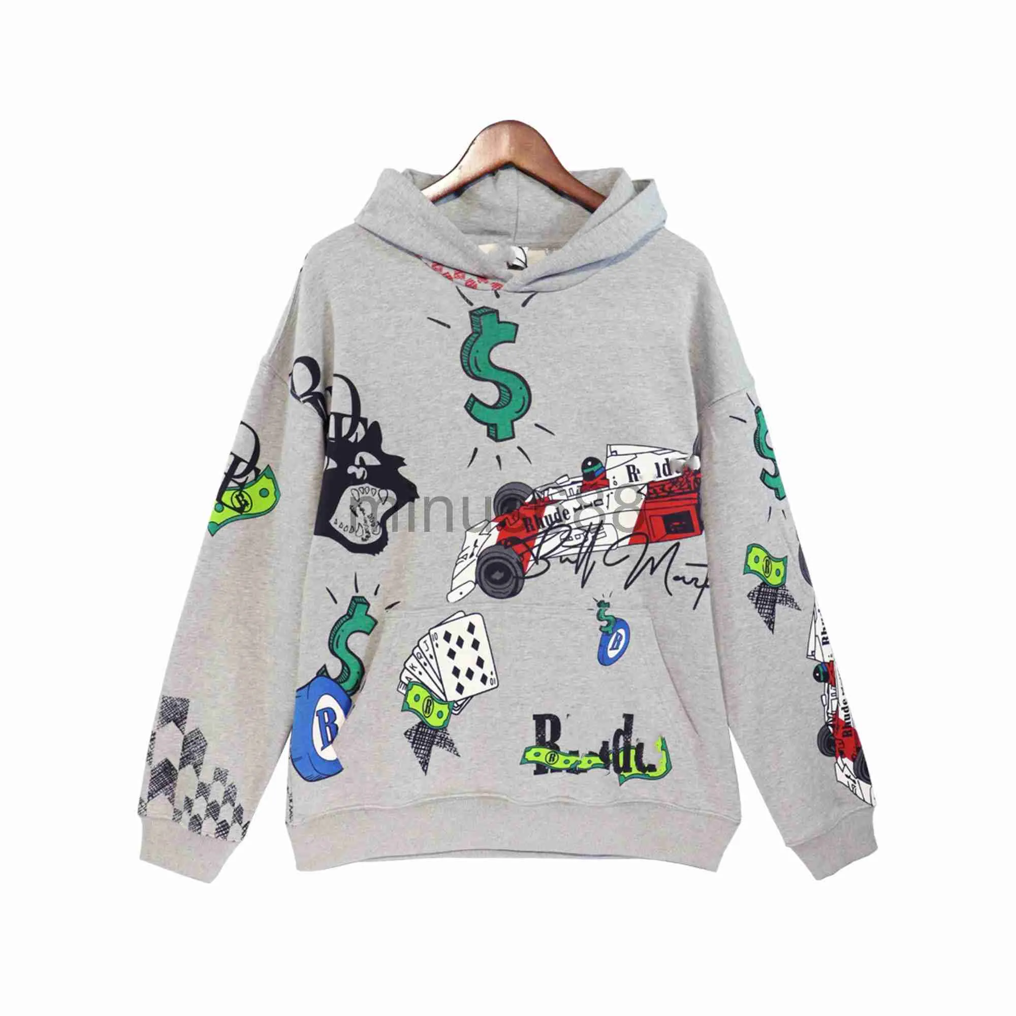 Erkek Hoodies Sweatshirts 2023RUD El boyaması Graffiti High Street Erkek ve Kadın Hoodies Style Sonbahar Kış Sezonu CX