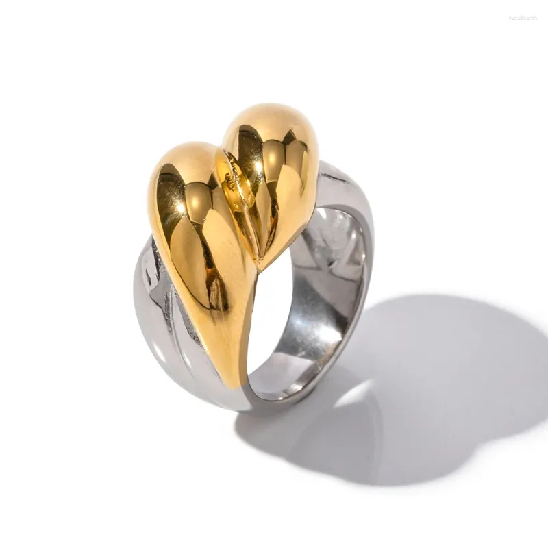 Colorblock Thread Cast Ring, Stainless Steel Gold Silver Color Finger ...