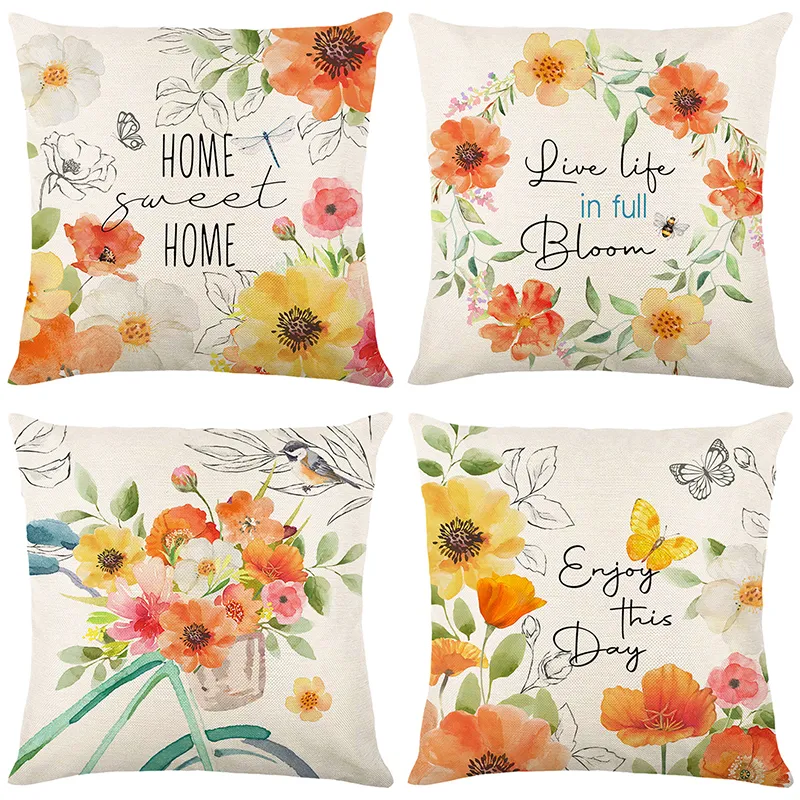 Designer 4pcs Cushion Cobra Floral Impresso 100%Veludo holandês de poliéster, sem núcleo de almofada, para sala de estar, carro, decoração em casa 45x45cm ZY230040415ppv-281