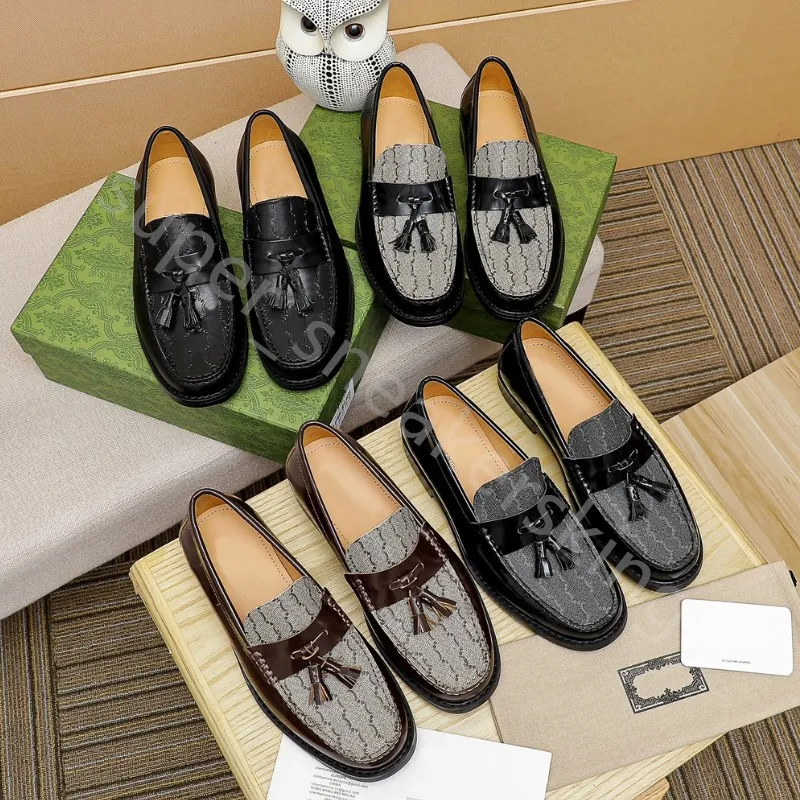 Sapatos de vestido de vestido de homens novos malhas clássicas de chão de caça-peças Princetown mass trample sapatos planos preguiçosos com tamanho de caixa 38-46