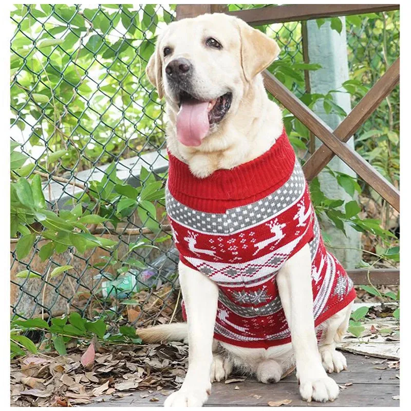 Dog Apparel Large Dog Christmas Sweater Thick Warm Knitted Turtleneck Knitwear Winter Dog Clothes for Small Medium Big Dogs Golden Retriever 231123
