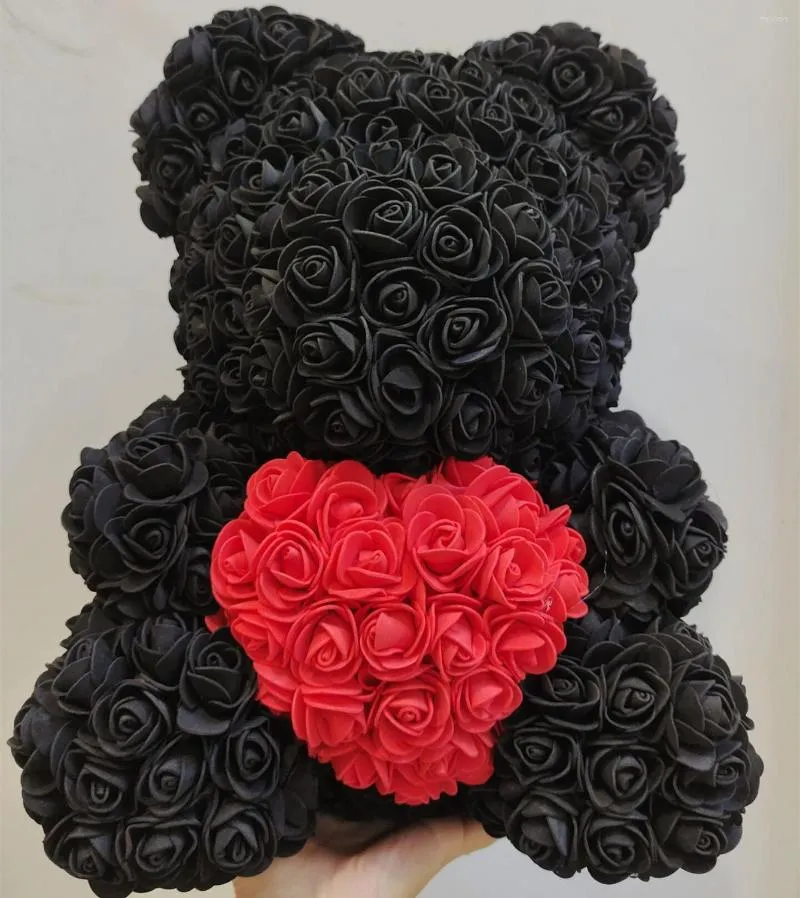 Fleurs décoratives Rose Bear 40cm pour les femmes Saint Valentin Teddy Gift Home Decor