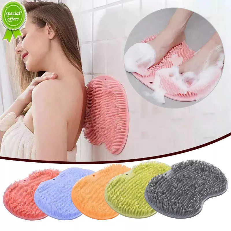 New Foot Wash Brush Rub Back with Sucker Brush Bathroom Tool Foot Massage Pad Shower Massage Mat Non-Slip Exfoliating Bath Pad