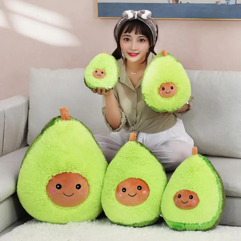 Poppen Lachend Avocado Knuffels Gevuld Zachte Sofa Planten Kussen Cartoon Fruit Kussen Kinderen Geschenken 231122