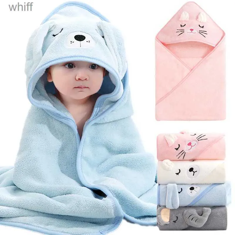 Serviettes Robes Dessin animé Animal bébé serviettes de bain doux nouveau-né à capuche serviette couverture enfant en bas âge peignoir chaud dormir lange d'emmaillotage pour garçons filles L231123