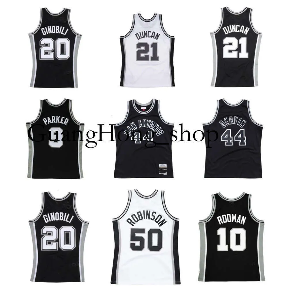 Sh Gh Tim Duncan Spur Jersey de basquete San Tony Parker Antonio David Robinson George Gervin Dennis Rodman Manu Ginobili Mitch e Ness