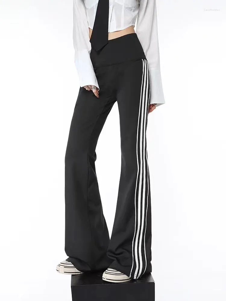 Kvinnors byxor adagirl svarta svettbyxor för kvinnor streetwear kausal mode kvinnliga flare leggings y2k hög midja smala damer jogger byxor