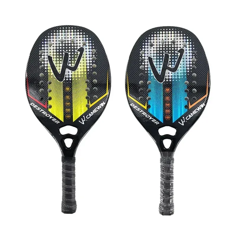 Tennis Rackets CAMEWIN 3K Quality Beach Racket Carbon Professional Raquete beach tenis Racquet Rough Face 231122