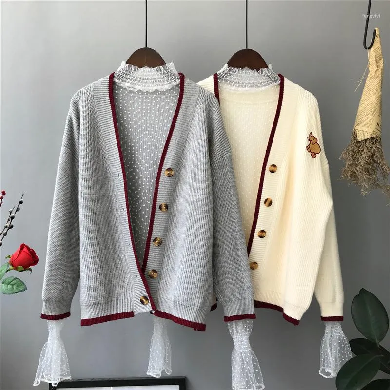 Femmes tricots femmes pull Style coréen manteau en tricot Outwear femme automne hiver vêtements dessin animé Cardigan