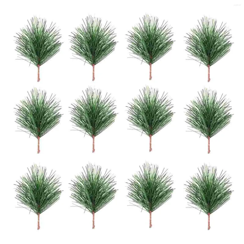 Fleurs décoratives 24 pièces branche de pin artificielle fournitures de fête décor de noël rangée de lumières Branches pics Pvc plantes de bébé de noël