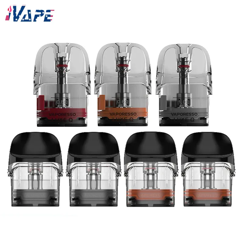 Vaporesso Luxe Q Pod-Kartusche 2 ml 0,6/1,0/0,8/1,2 Ohm 3 ml 0,6/0,8/1,0 Ohm Für LUXE Q/LUXE QS/LUXE Q2/LUXE Q2 SE Kit 4 Stück/Packung