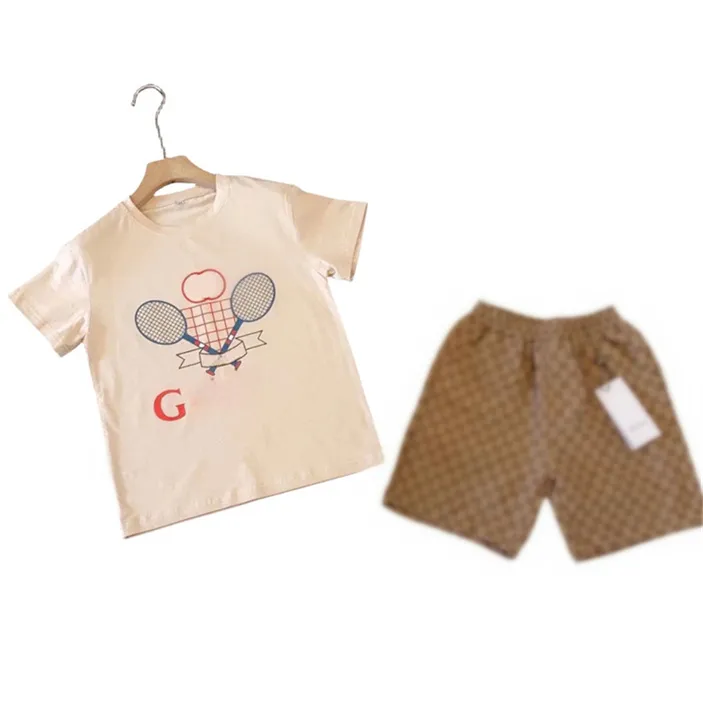 2023Cotton Jungen und Mädchen großes Baby gleichzeitig Marke Cartoon bedruckte Kurzarm-Shorts zwei Sätze von Trends 90-160CM S155