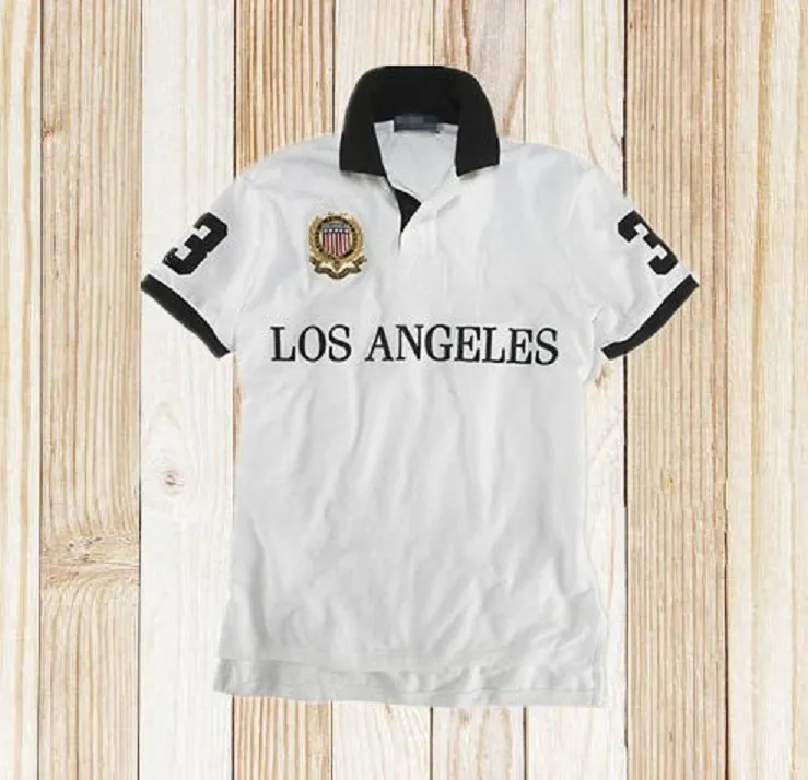 Los Angeles Polos de manga curta camisa masculina camiseta cidade versão 100% algodão bordado masculino S-5XL