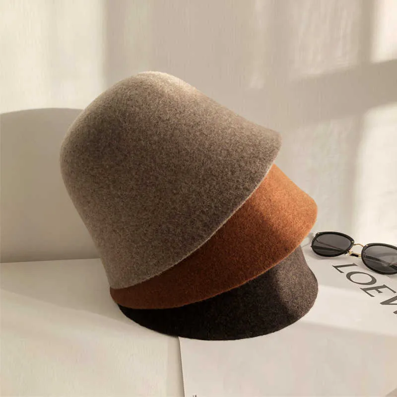 Autumn Winter Wool Small Pot Hat Autumn Winter Bucket Hat Show Face Small Fisherman Hat Cold Fashion Cool British Women Warm Fashion 231015