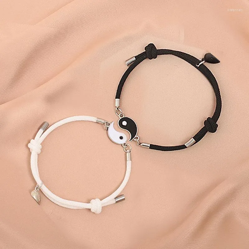 Charm armband mode europeiska milan rep tai chi yin yang par armband för älskare magnet hjärta par gåva hennes zr-05