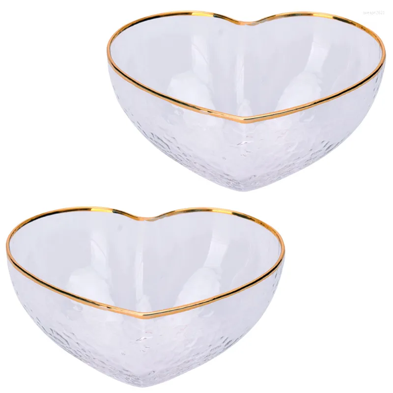 Setwar sets 2 pc's dessertkom hart hart decor snack serving mengen transparante soepglas fruitgerecht