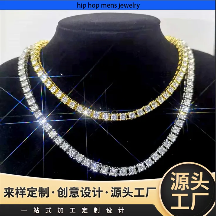 hip hop necklace for mens gold chain iced out cuban chains Tennis Chain 5mm Diamond Jewelry Cuban Chain