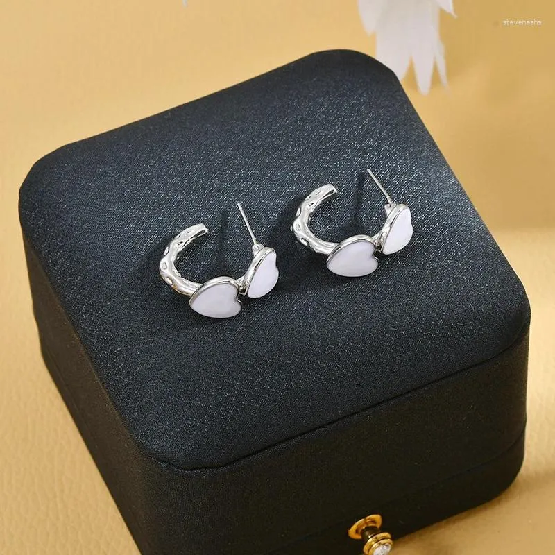 Stud Earrings Temperament Female S925 Silver Needle Premium Touch Nectarine Heart Drop