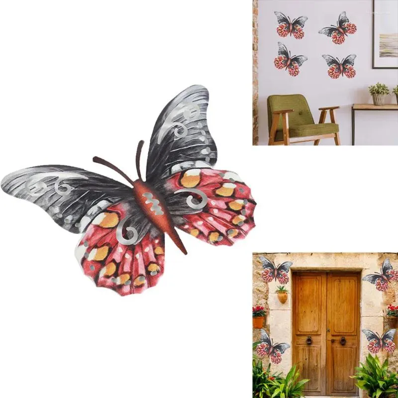 Adesivos de parede Metal Borboleta Decoração Ferro Forjado Arte 3D Inseto Escultura Decorativa Imagem Jardim Pendurado