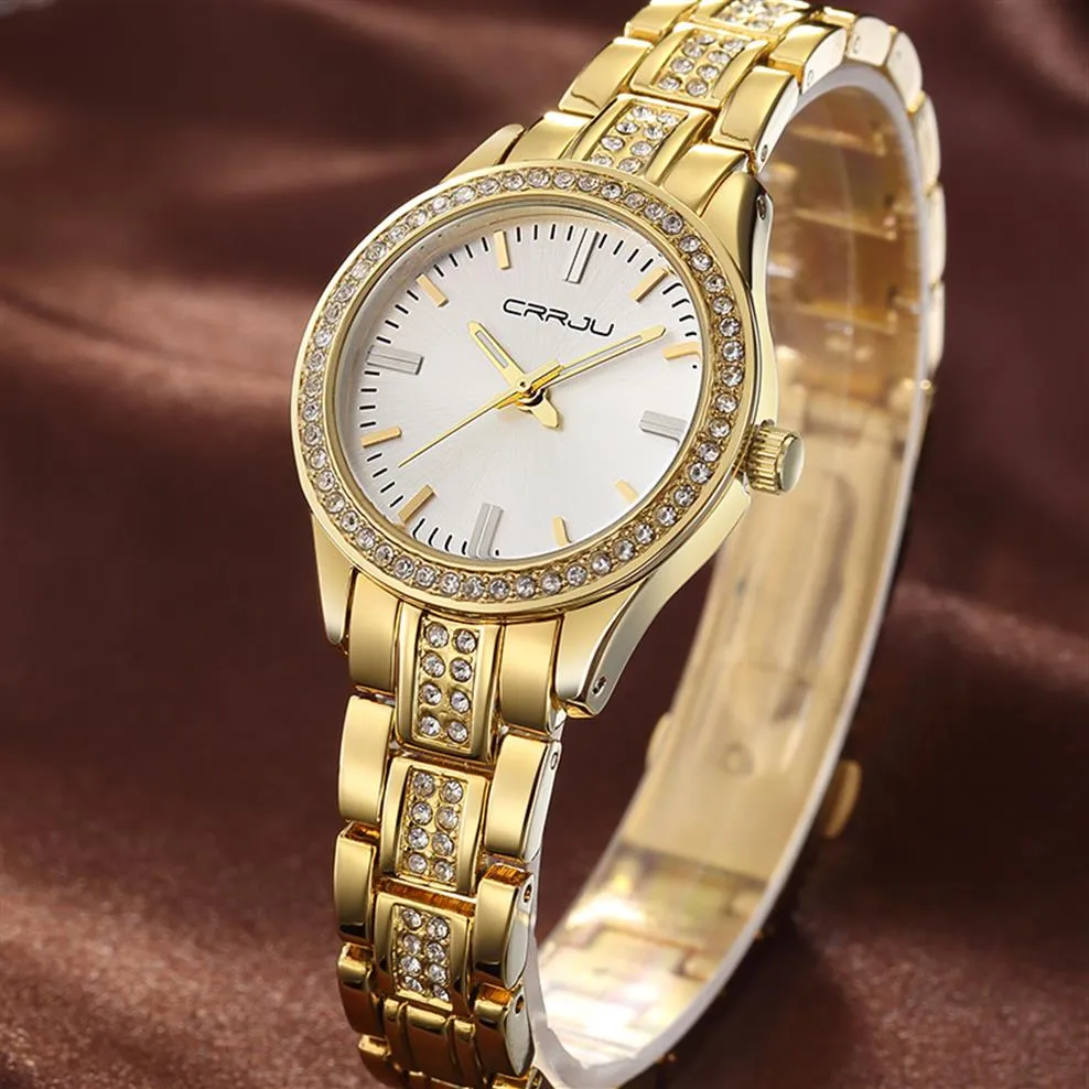 CRRJUトップブランドウォッチクォーツウォッチラインストーン腕時計防水女性の時計女性豪華な時計lelogios feminine fo296k