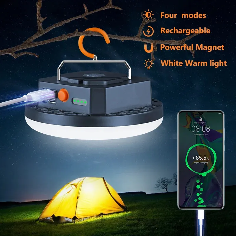 Ficklampor facklor 10000mAh LED -tältljus laddningsbara lykta bärbara akutnattmarknad utomhus camping glödlampa lampljus hem 231123