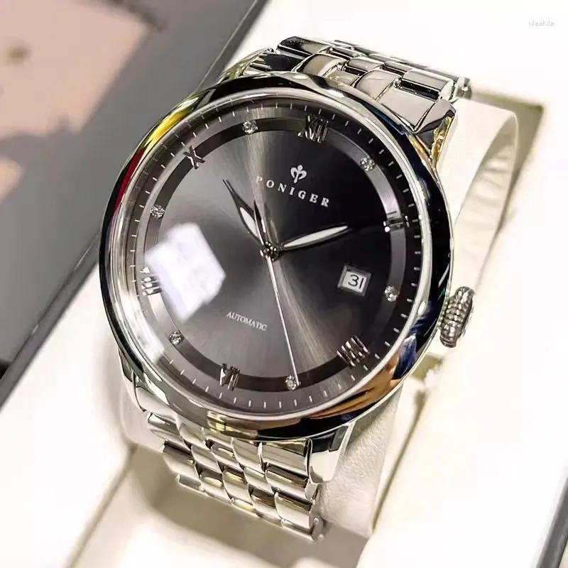 腕時計ポニガー2023メンズメカニカルウォッチビジネス防水日クロック贅沢316Lステンレス鋼自動時計
