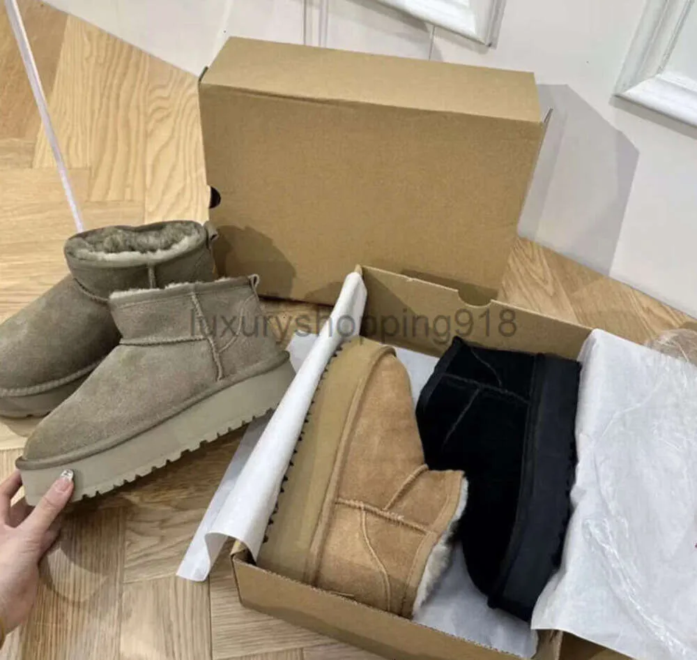 Designer klasyczny Ultra Mini Boots Platforma Snow But Platforma Kobiety Mężczyźni Fur Sheepsin Tasman Tazz Chestnut Sand Murtard Seed Beige Drigewood Australian Winter Kids Ffd Ffd