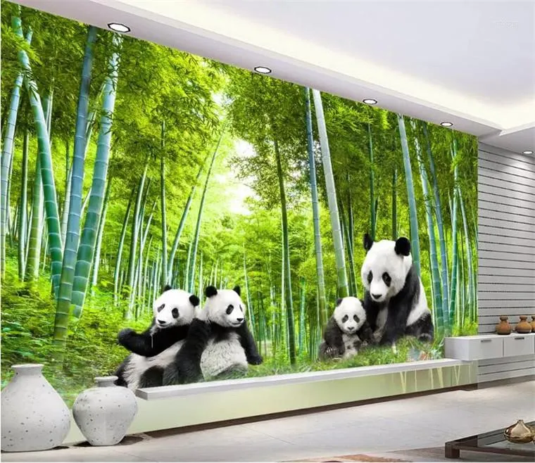 Fonds d'écran Personnalisé Trésor National Panda 3d Papier Peint Mural Bambou Forêt Paysage Papier Peint Pour Chambre D'enfants