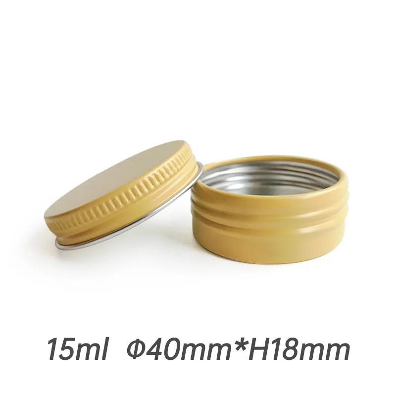 0,5 oz 1 oz 2 oz gouden aluminium blikken pot hervulbare containers 15 ml 30 ml 60 ml aluminium schroefdeksel ronde blikken containerfles voor cosmetica, lippenbalsem, crème