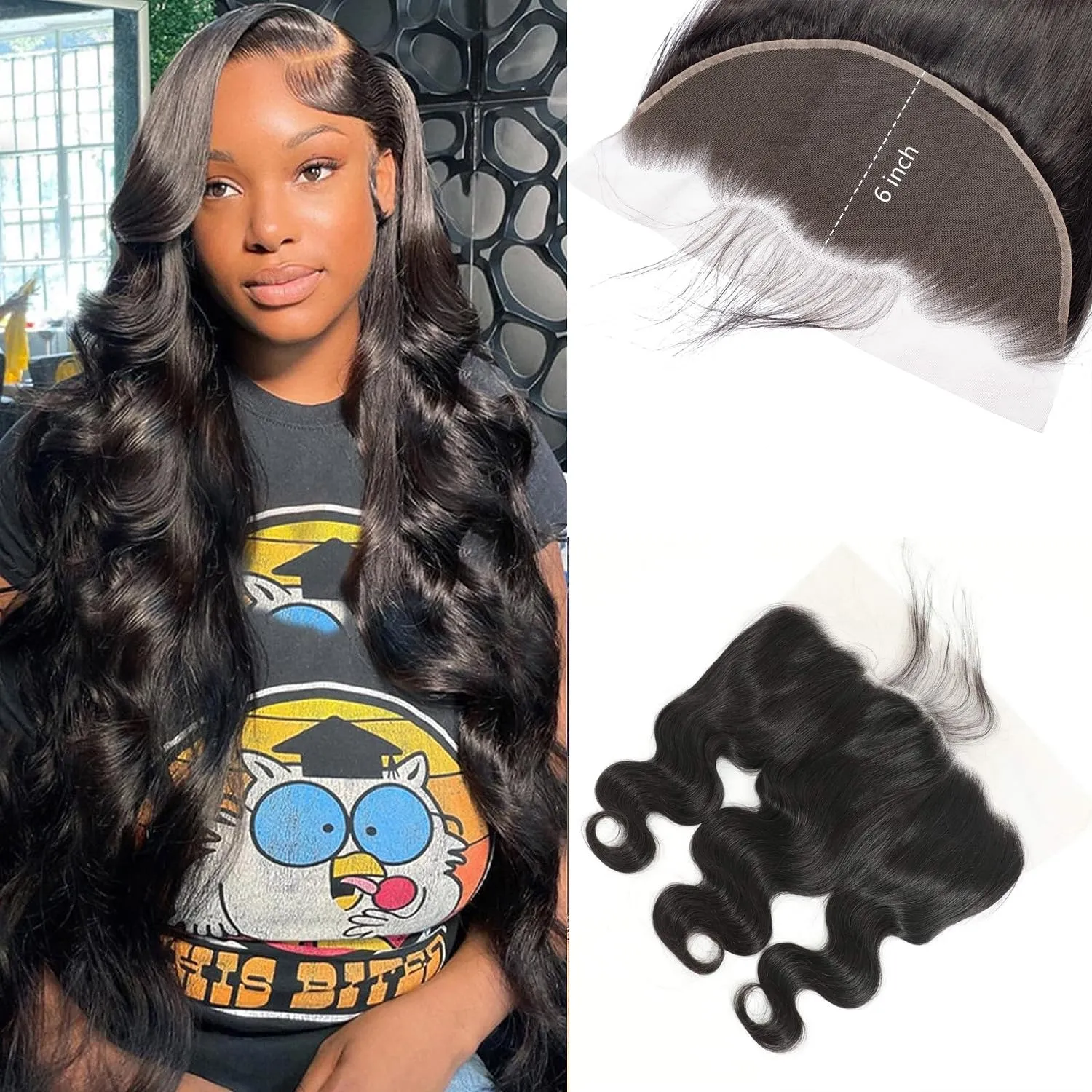 13x6 Renda Reta Frontal REAL Renda Suíça Pré Arrancada Orelha a Orelha Fechamento Frontal Com Cabelo de Bebê Cabelo Humano Virgem Brasileiro 13 por 6 Frontal Um Doador Bella Cabelo 12A