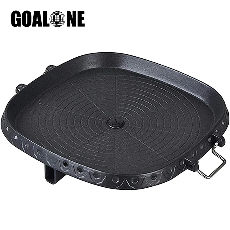 Koreaanse Grillplaat, Koreaanse Grillpan Maifan Stone Anti-kleverige Hittebestendige Grillplaat voor Buiten Kamperen (32CM