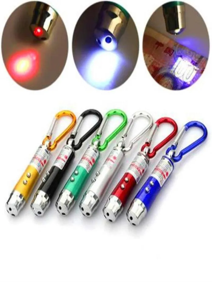 3 in 1 Multifunction Mini Laser Light Pointer UV LED Torch Flashlight Keychain Pen Torch Key Chain Flashlights ZZA994 23 W29755505