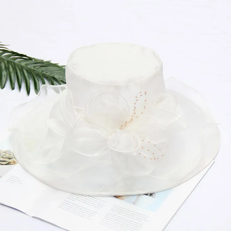 Cappelli da cerimonia chic a tesa larga in pizzo cappello da sole anti UV cappello da donna cappello da sposa da donna berretti visiere berretti e cappelli Fedora per spiaggia chiesa feste