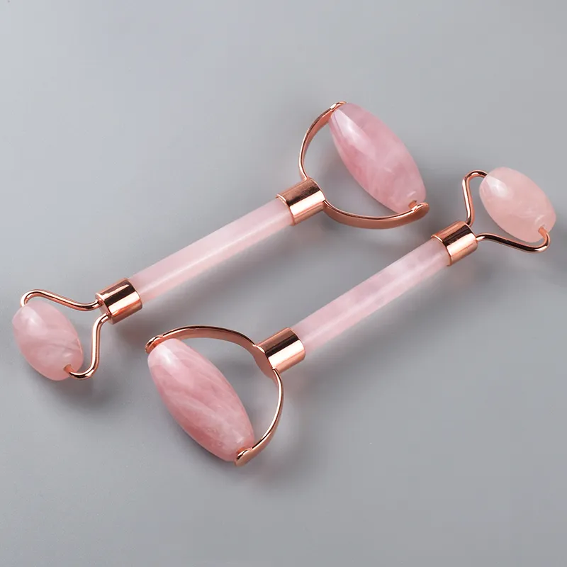 Natural Jade Stone Rose Quartz Roller Face Massager Beauty Skin Care Crystal Neck Skin Care Gouache Lift Body Facial Massage Anti Wrinkle Health Care Tool